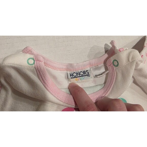 Vintage Honors Baby Bodysuit Green Bears and Pink Hearts Size 3-6 Months - Picture 2 of 6